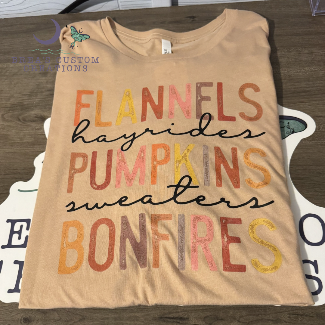 Flannels Hayrides Pumpkins Sweaters Bonfires